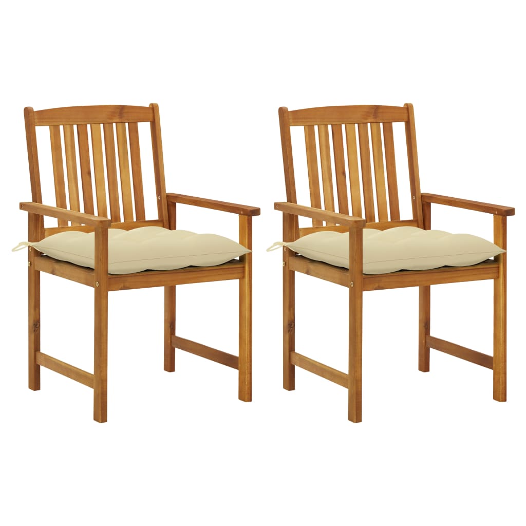 Garden Chairs With Cushions 2 Pcs Solid Acacia Wood