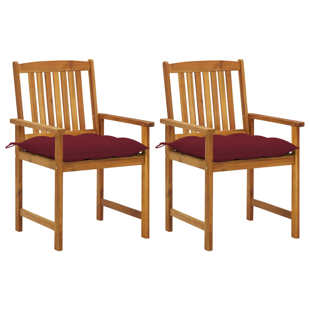 Garden Chairs With Cushions 2 Pcs Solid Acacia Wood