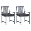 Garden Chairs With Cushions 2 Pcs Grey Solid Acacia Wood