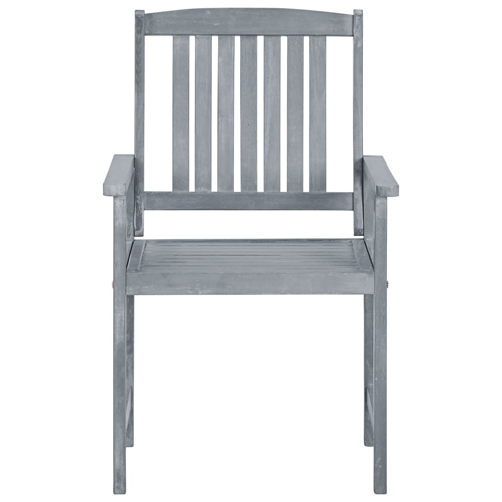 Garden Chairs With Cushions 2 Pcs Grey Solid Acacia Wood