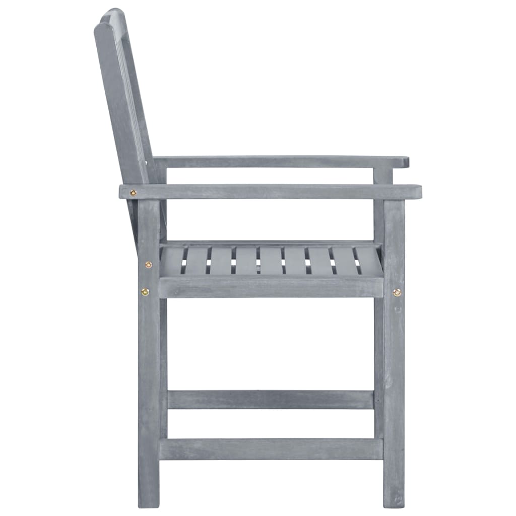 Garden Chairs With Cushions 2 Pcs Grey Solid Acacia Wood