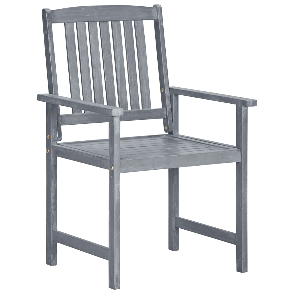 Garden Chairs With Cushions 2 Pcs Grey Solid Acacia Wood