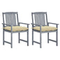 Garden Chairs With Cushions 2 Pcs Grey Solid Acacia Wood