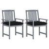 Garden Chairs With Cushions 2 Pcs Grey Solid Acacia Wood