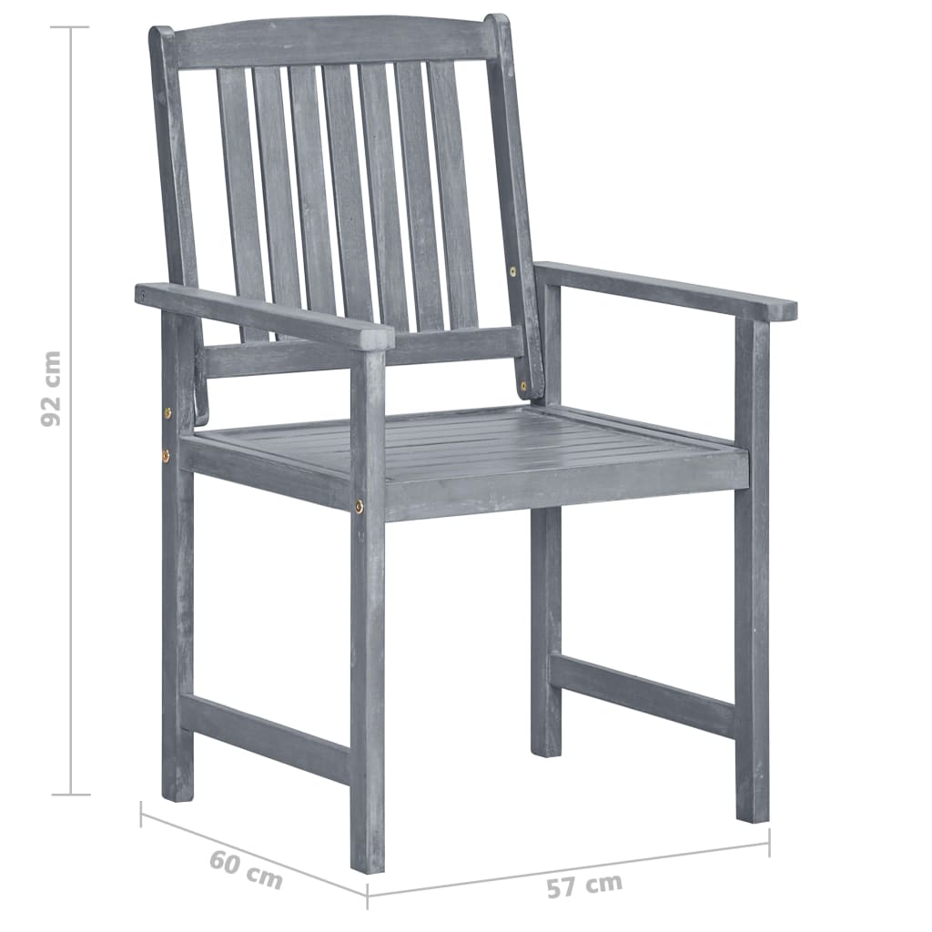 Garden Chairs With Cushions 2 Pcs Grey Solid Acacia Wood