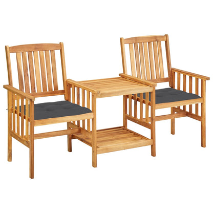 Garden Chairs With Tea Table And Cushions Solid Acacia Wood