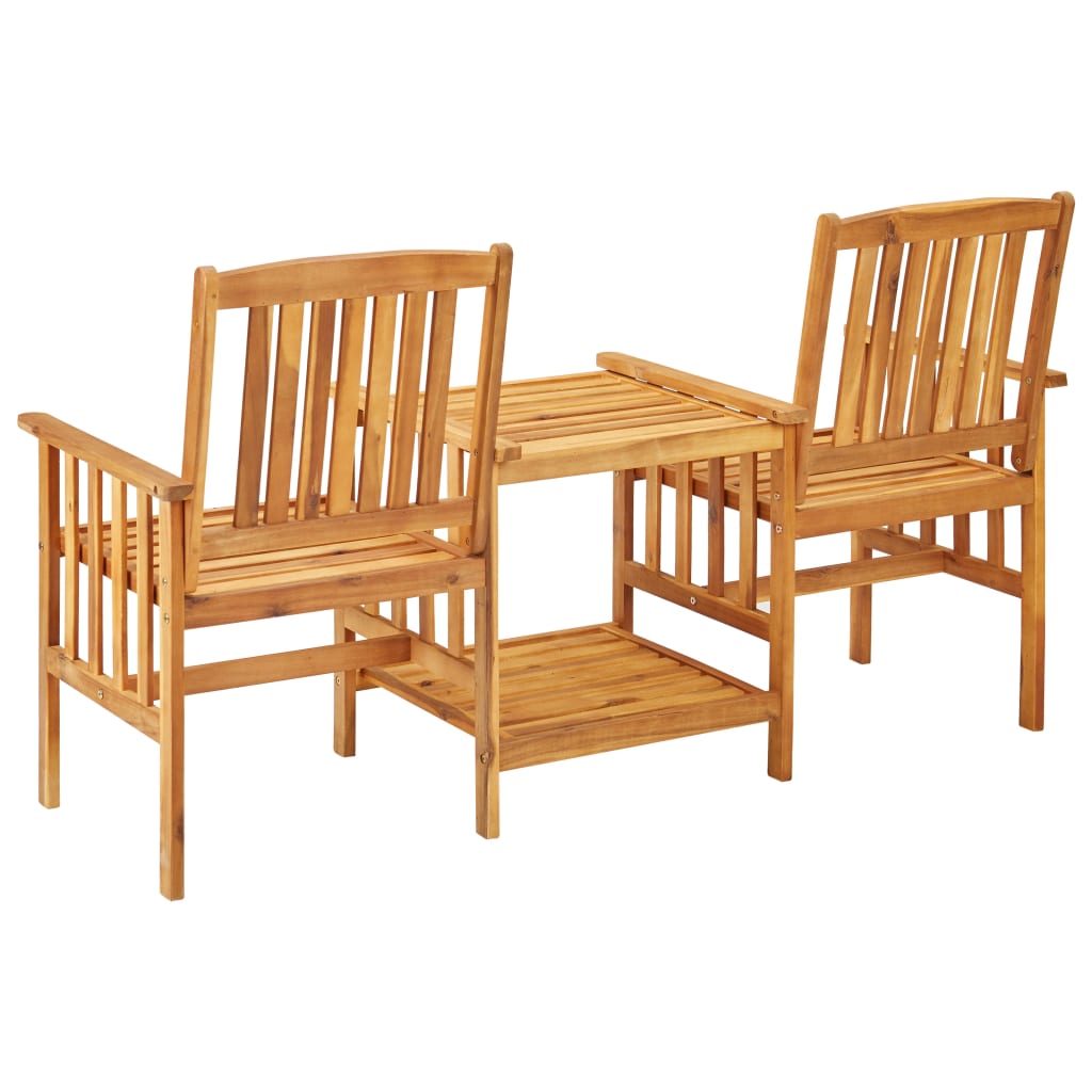 Garden Chairs With Tea Table And Cushions Solid Acacia Wood