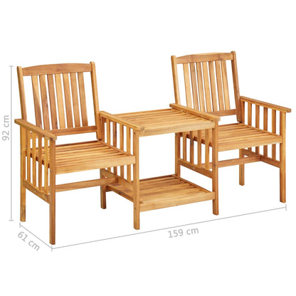 Garden Chairs With Tea Table And Cushions Solid Acacia Wood