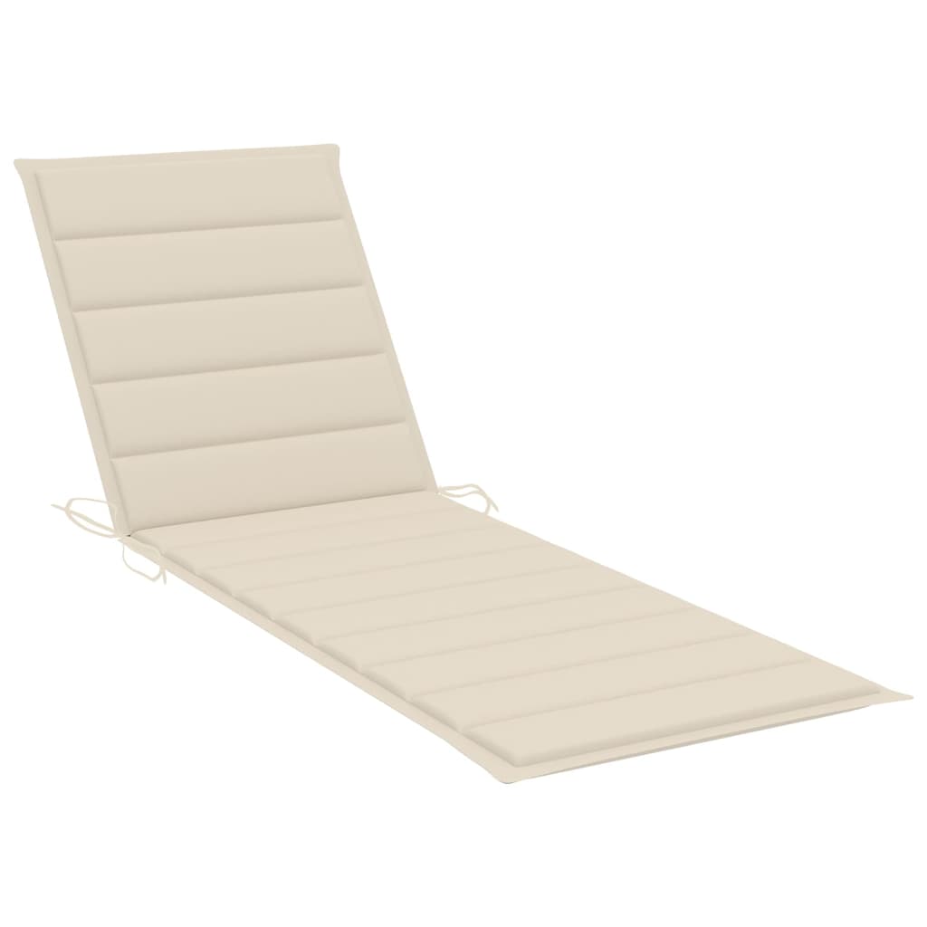 Garden Sun Lounger With Cushion Solid Acacia Wood