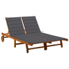 2-Person Garden Sun Lounger With Cushions Solid Acacia Wood