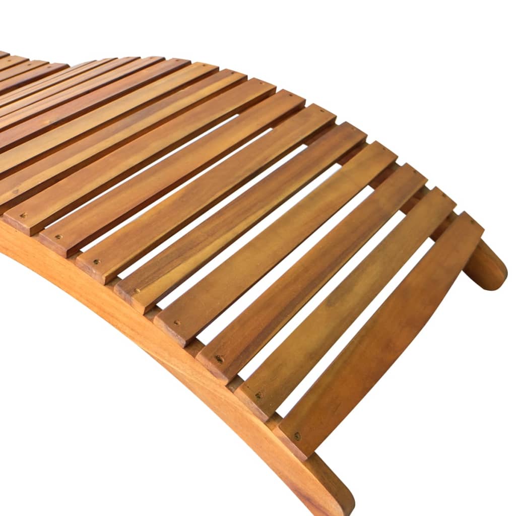 Garden Sun Lounger With Cushion Solid Acacia Wood