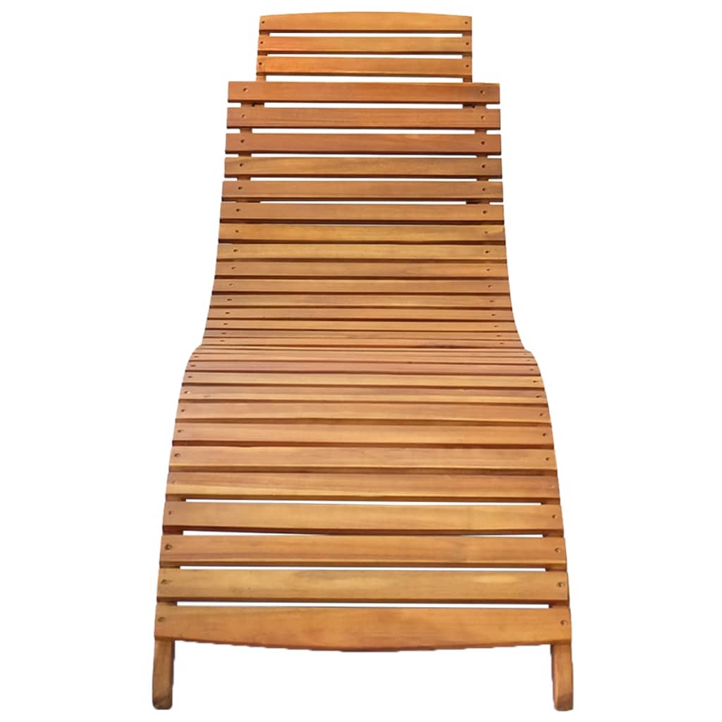 Garden Sun Lounger With Cushion Solid Acacia Wood