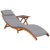 Garden Sun Lounger With Table And Cushion Solid Acacia Wood