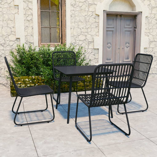 5 Piece Outdoor Dining Set Poly Rattan And Glass