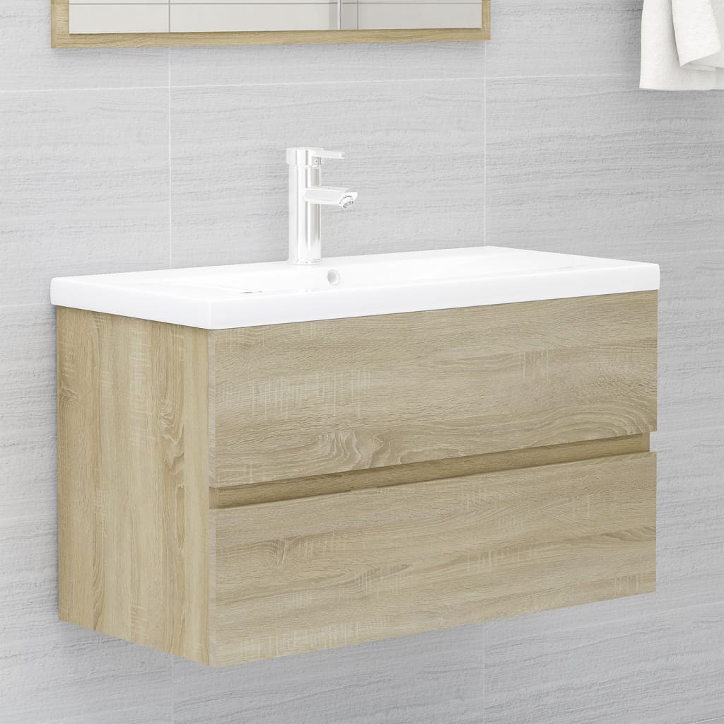 2 Piece Bathroom Furniture Set Sonoma Oak Engineered Wood