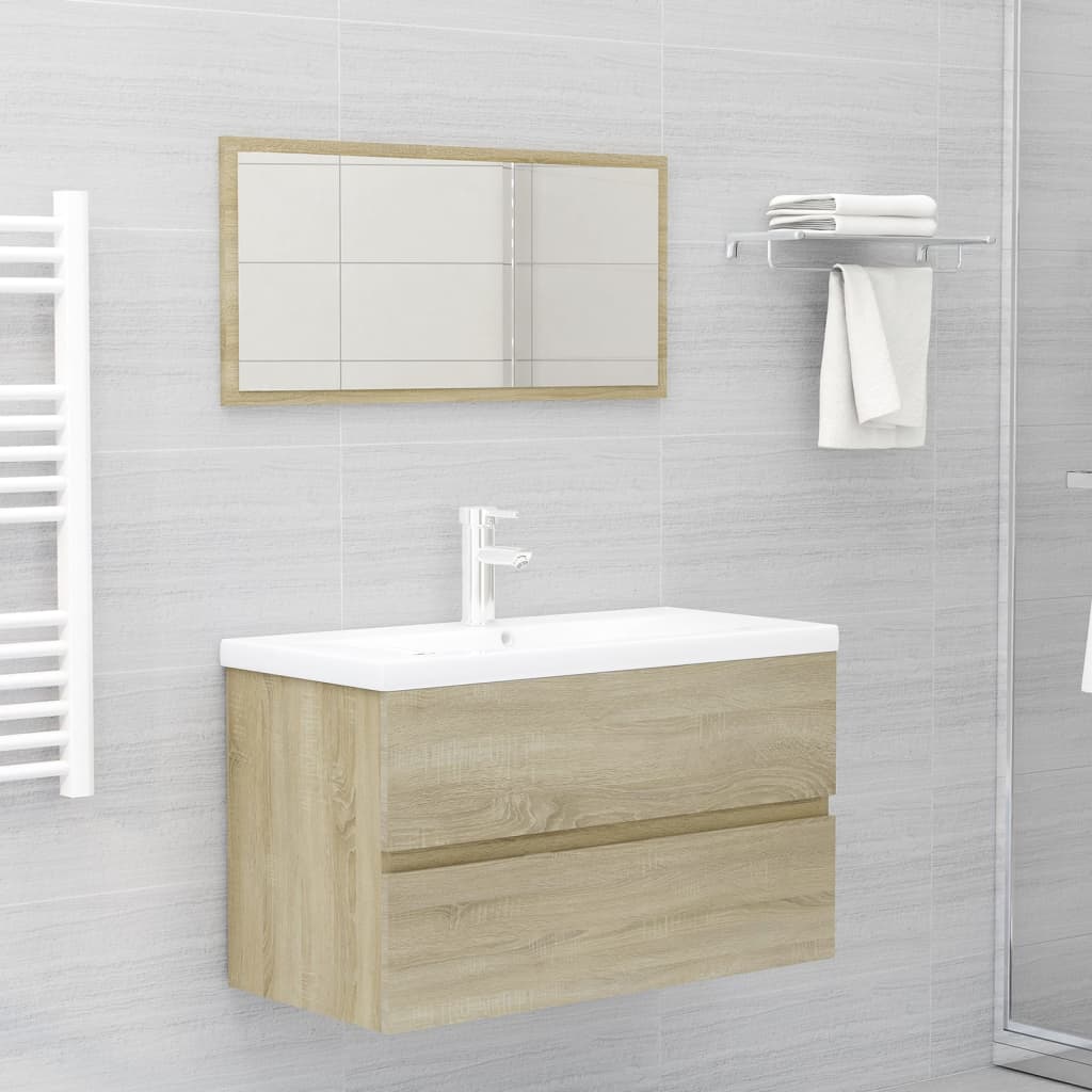 2 Piece Bathroom Furniture Set Sonoma Oak Engineered Wood