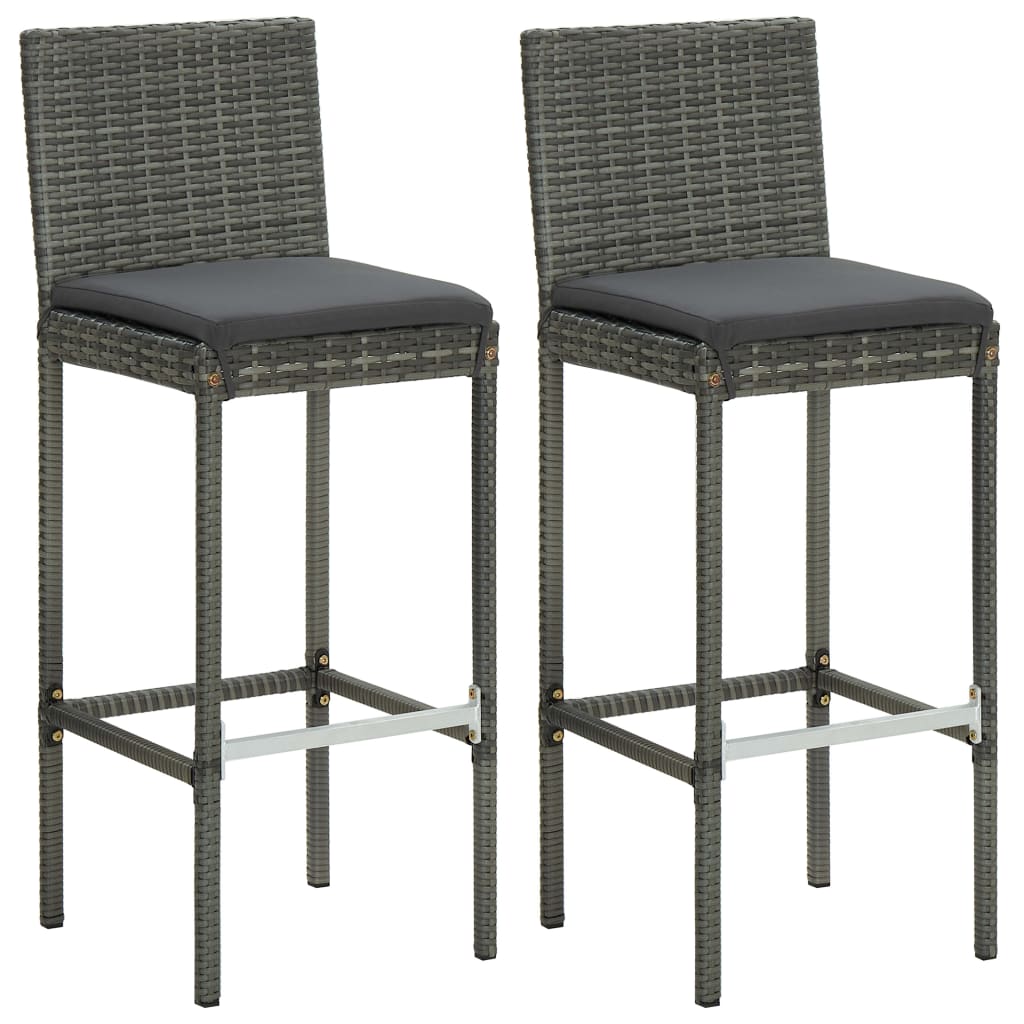 3 Piece Garden Bar Set With Cushions Poly Rattan Grey