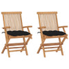 Garden Chairs With Black Cushions 2 Pcs Solid Teak Wood