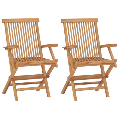 Garden Chairs With Taupe Cushions 2 Pcs Solid Teak Wood