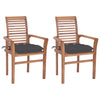 Dining Chairs 2 Pcs With Anthracite Cushions Solid Teak Wood