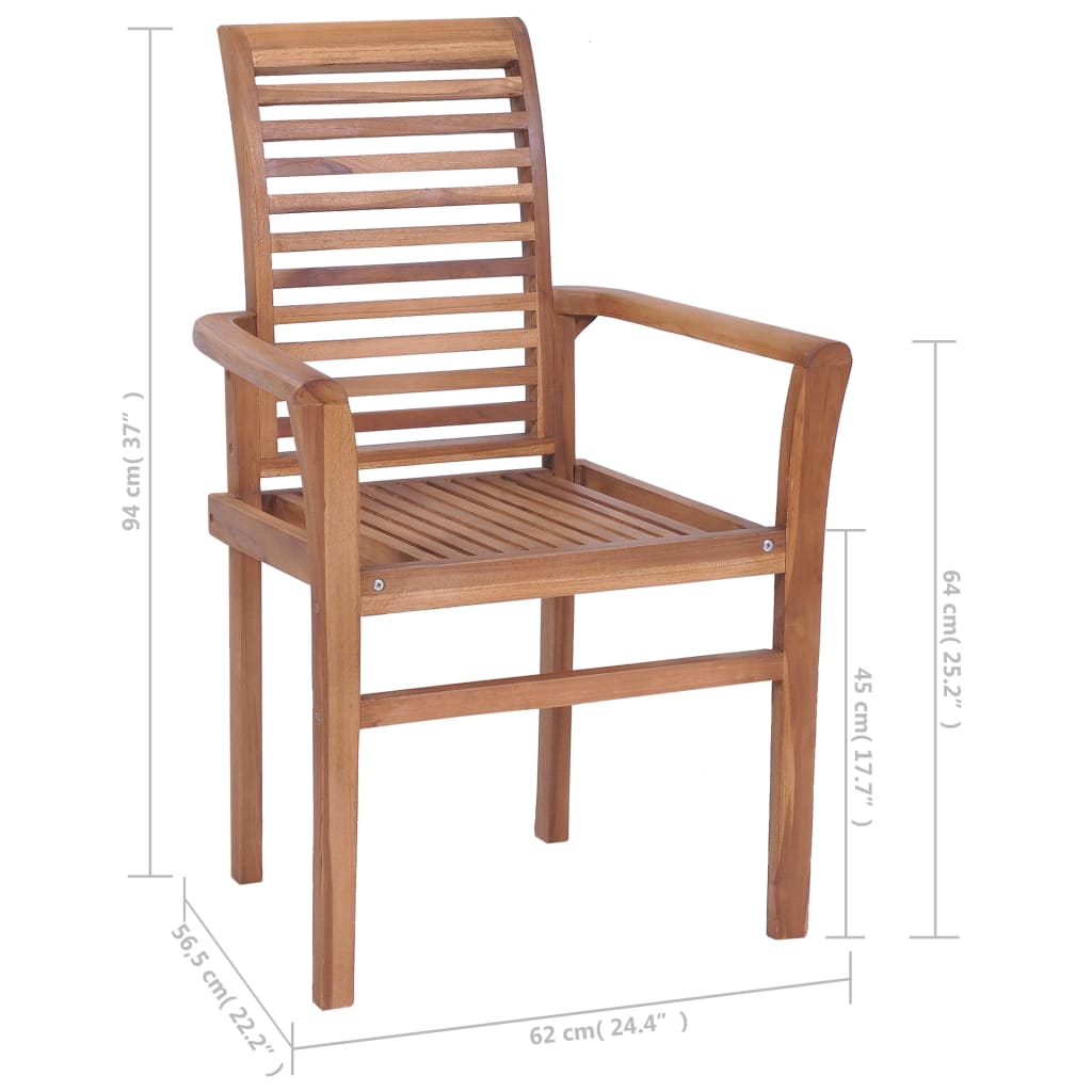 Dining Chairs 2 Pcs With Anthracite Cushions Solid Teak Wood