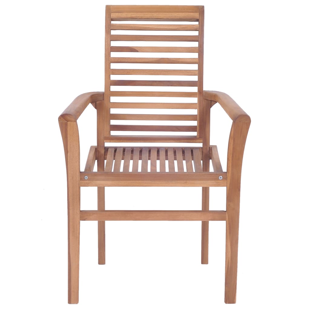 Dining Chairs 2 Pcs With Cream White Cushions Solid Teak Wood