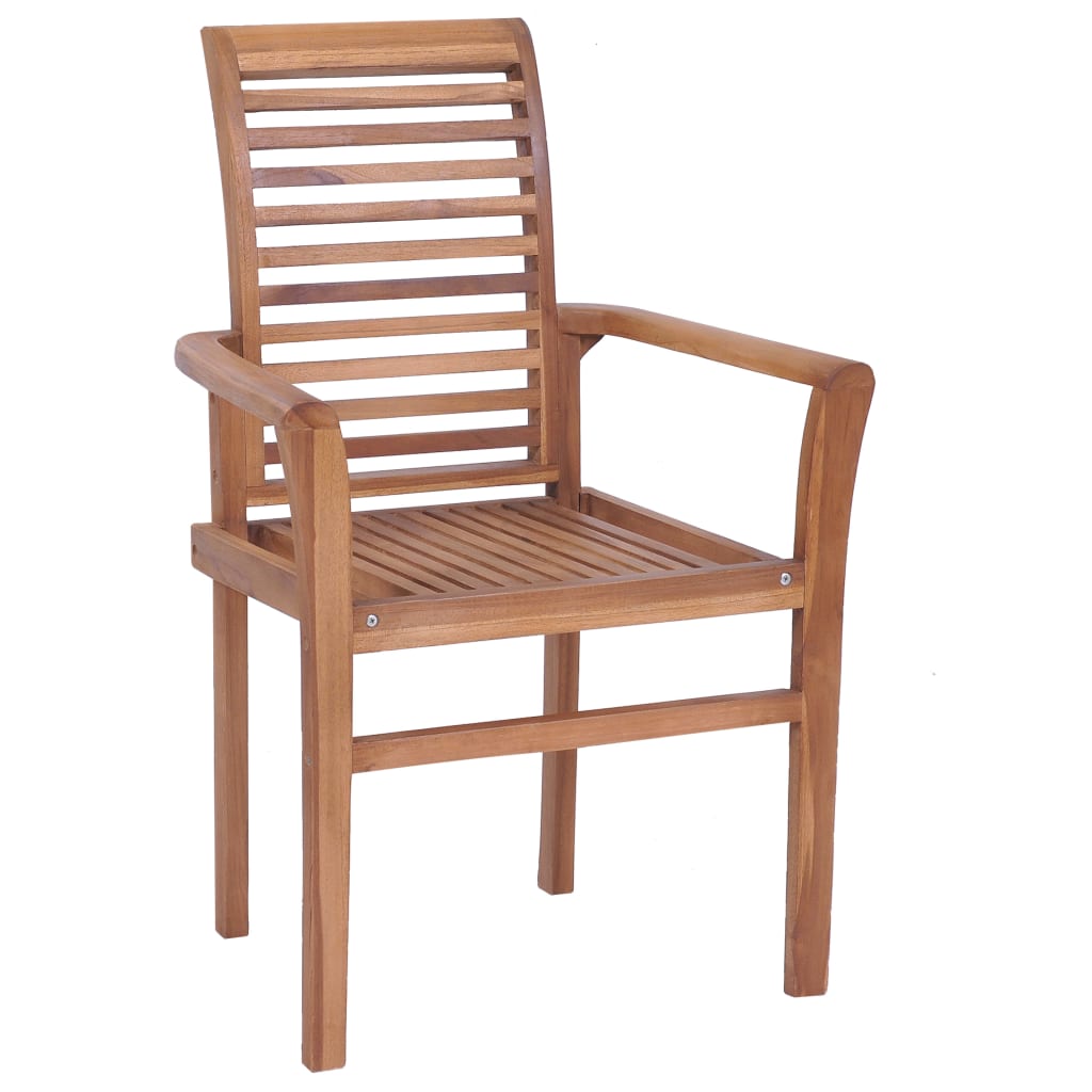 Dining Chairs 2 Pcs With Beige Cushions Solid Teak Wood