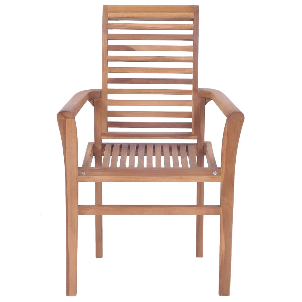 Dining Chairs 2 Pcs With Beige Cushions Solid Teak Wood