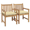 Garden Chairs 2 Pcs With Cream White Cushions Solid Teak Wood