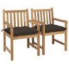 Garden Chairs 2 Pcs With Taupe Cushions Solid Teak Wood