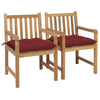 Garden Chairs 2 Pcs With Wine Red Cushions Solid Teak Wood