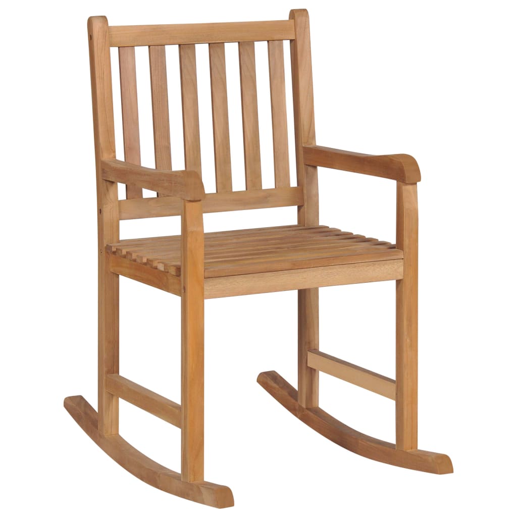 Rocking Chair With Anthracite Cushion Solid Teak Wood