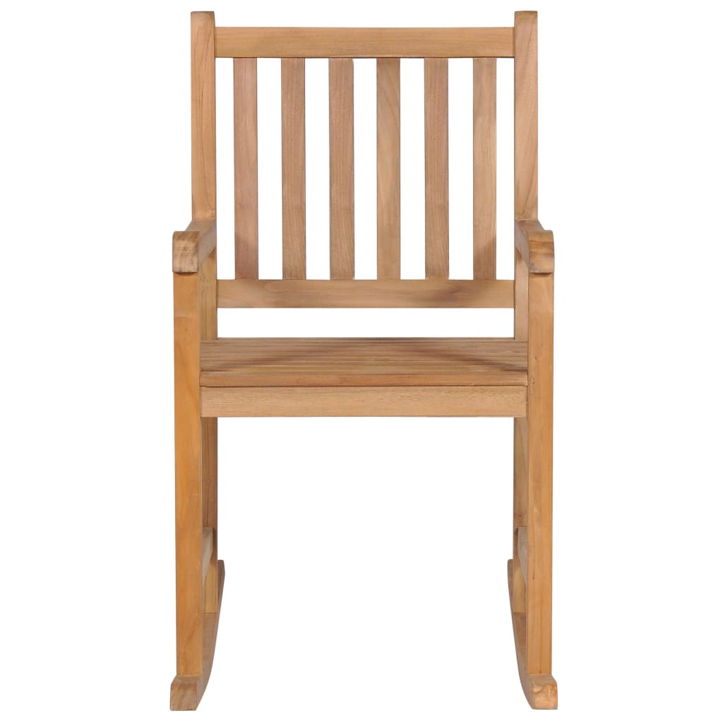 Rocking Chair With Beige Cushion Solid Teak Wood