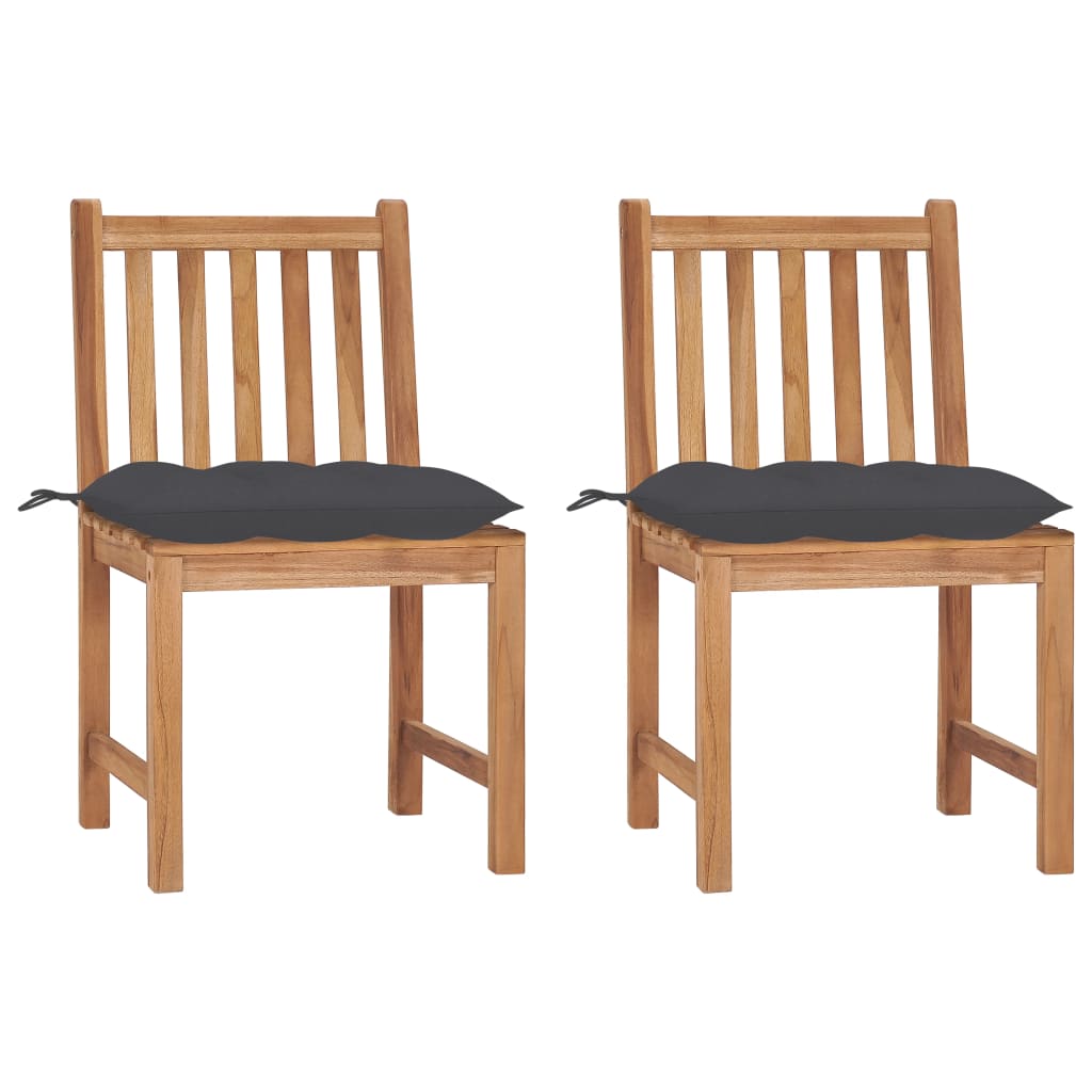 Garden Chairs 2 Pcs With Cushions Solid Teak Wood