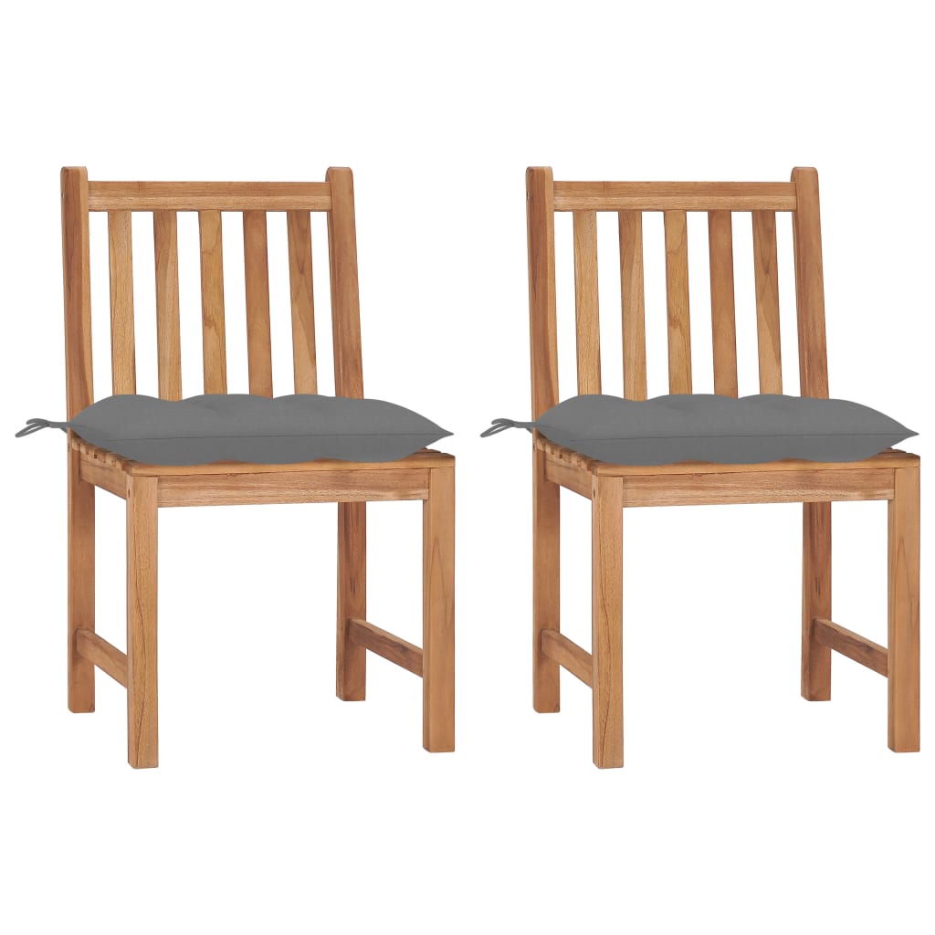 Garden Chairs 2 Pcs With Cushions Solid Teak Wood