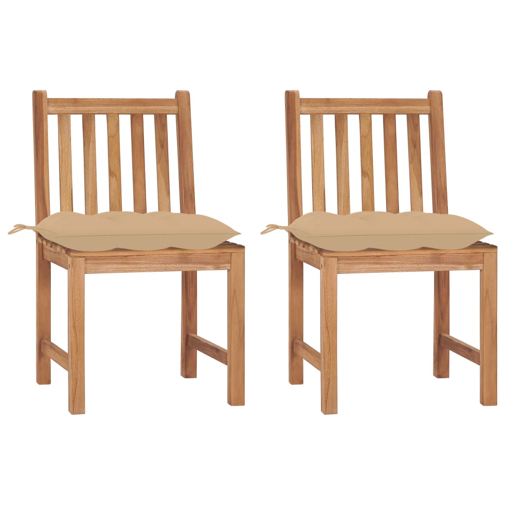 Garden Chairs 2 Pcs With Cushions Solid Teak Wood