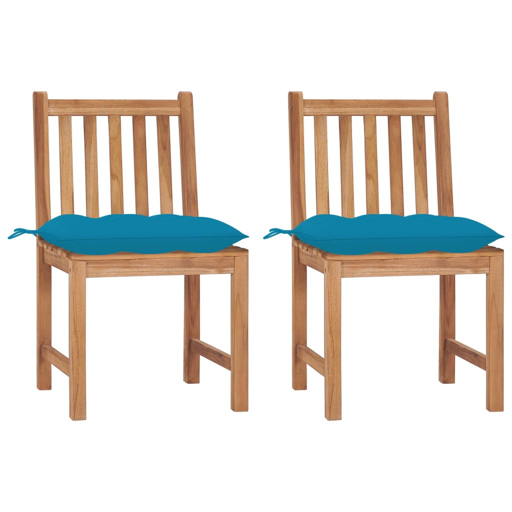 Garden Chairs 2 Pcs With Cushions Solid Teak Wood