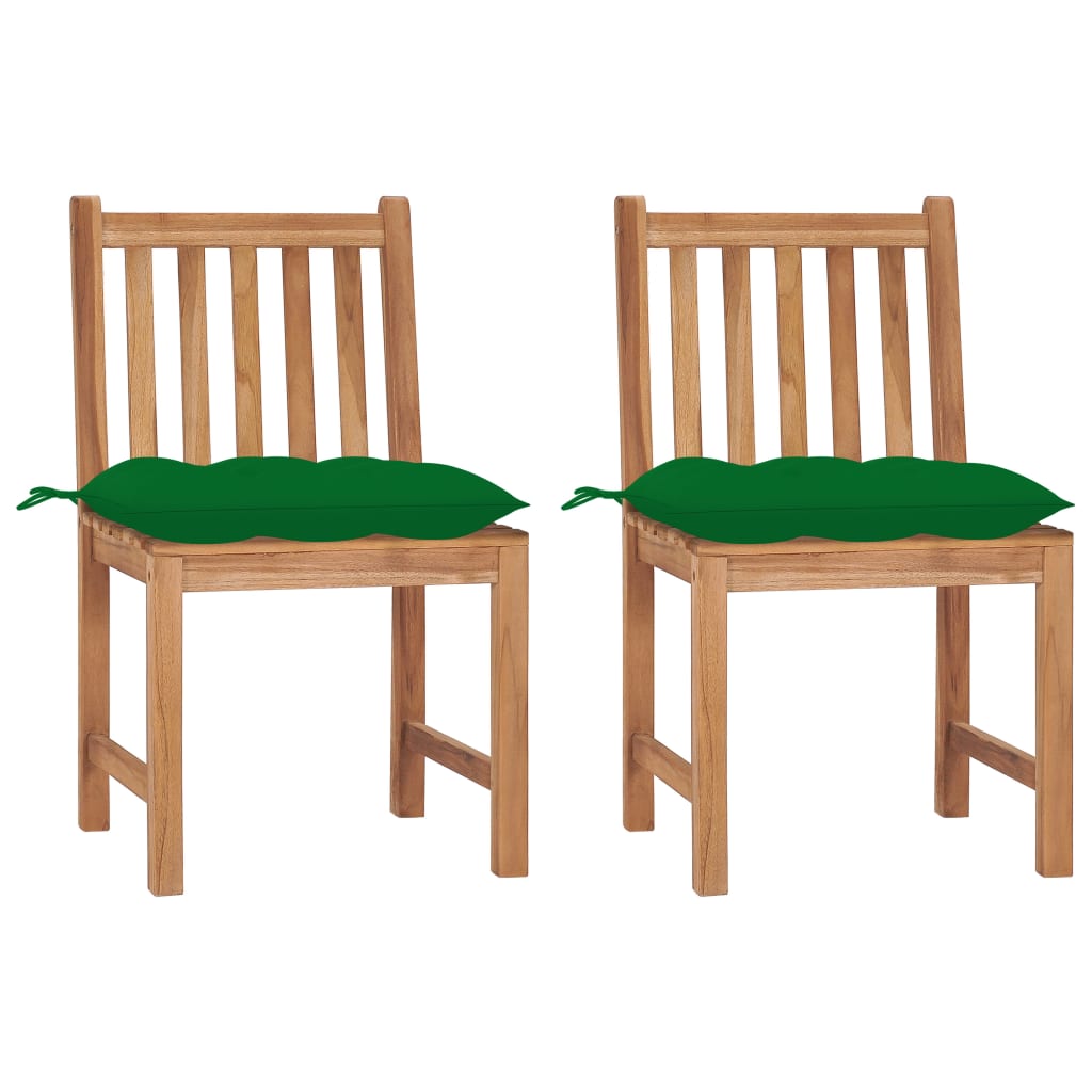 Garden Chairs 2 Pcs With Cushions Solid Teak Wood