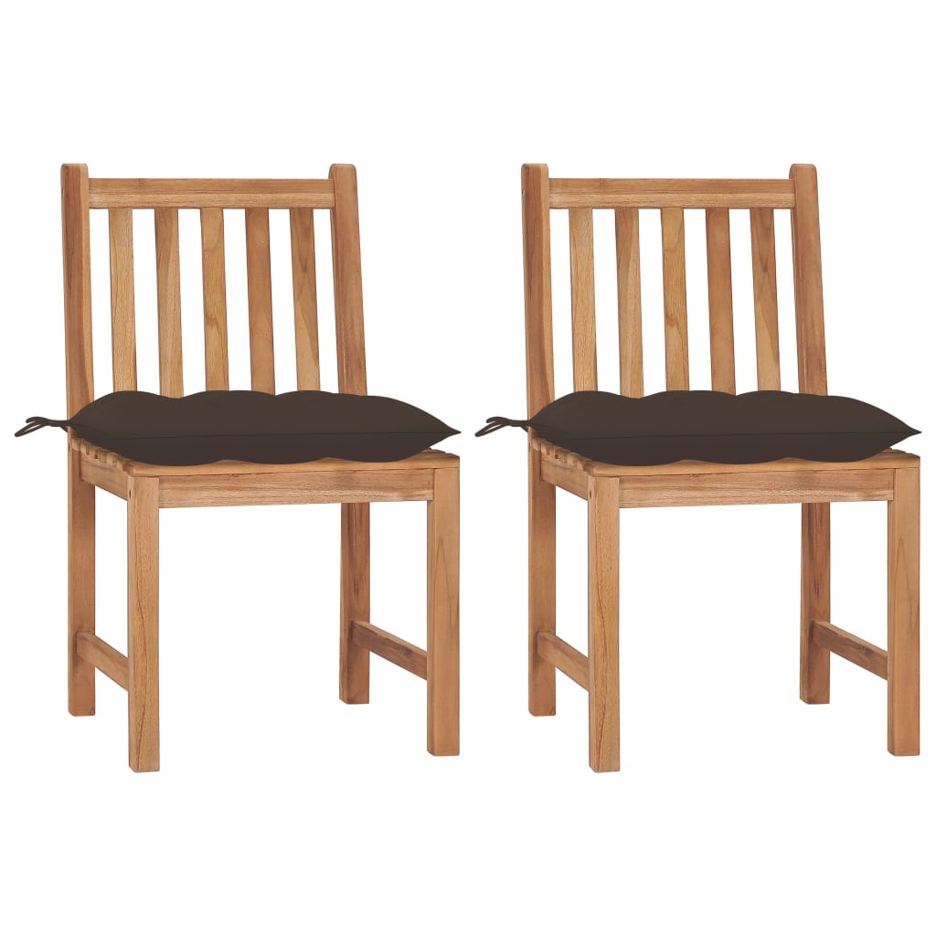 Garden Chairs 2 Pcs With Cushions Solid Teak Wood