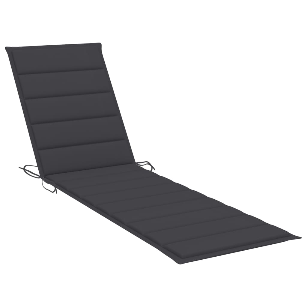 Sun Lounger With Anthracite Cushion Solid Teak Wood