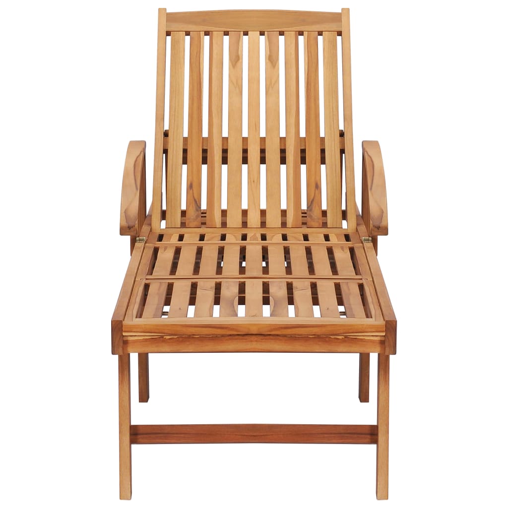 Sun Lounger With Table And Cushion Solid Teak Wood