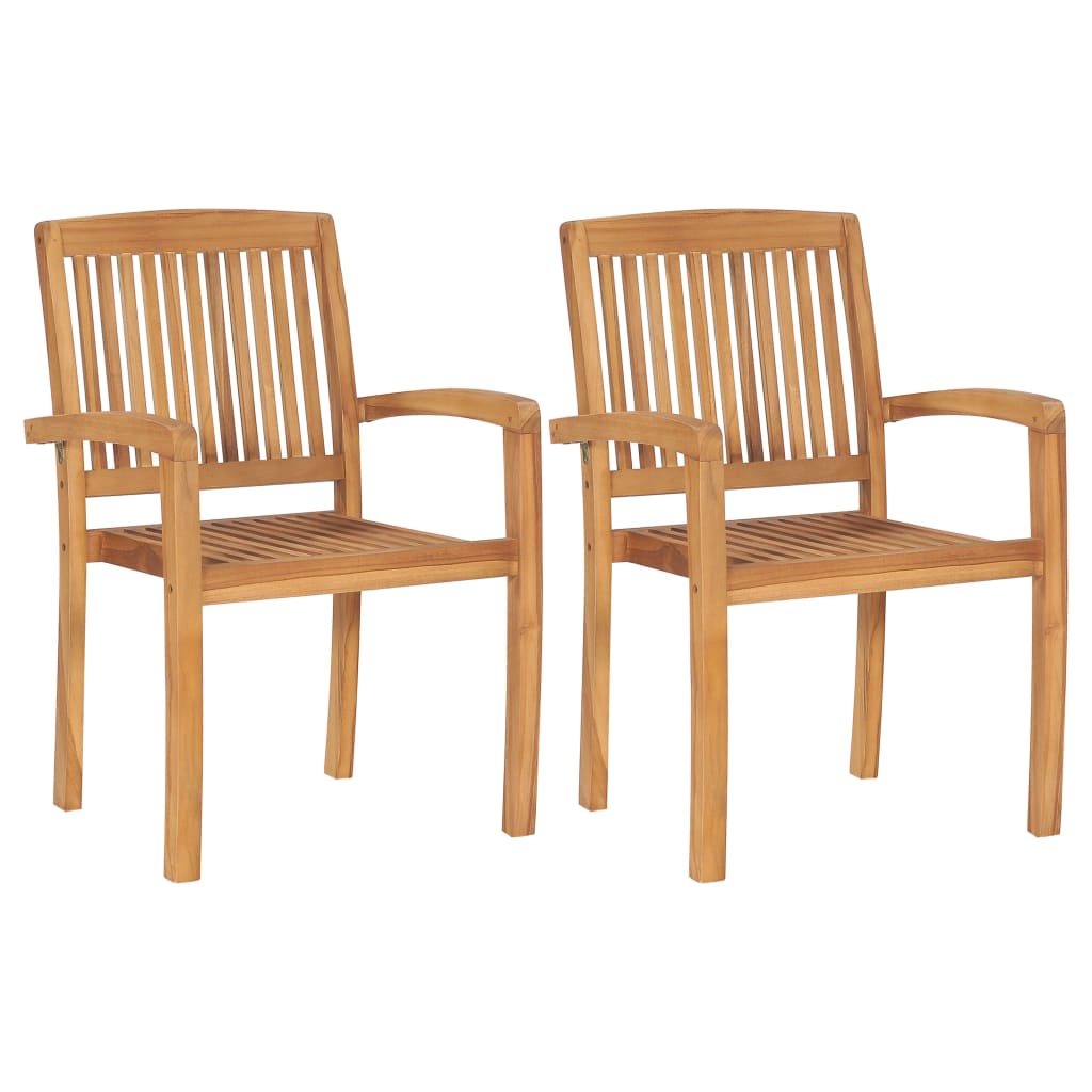 Garden Chairs 2 Pcs With Beige Cushions Solid Teak Wood