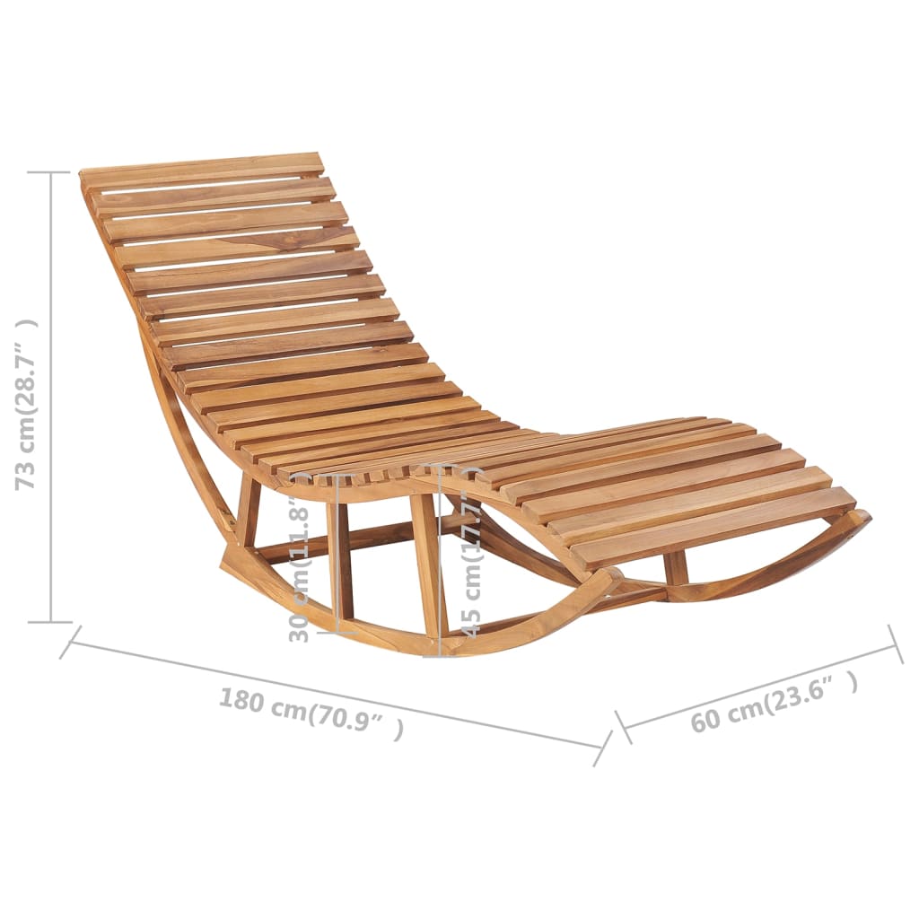 Rocking Sun Lounger With Cushion Solid Teak Wood