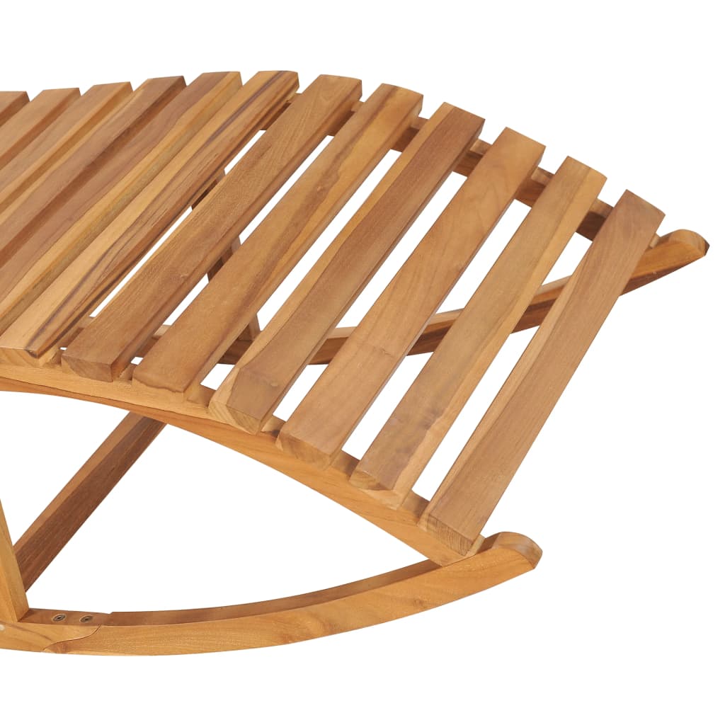 Rocking Sun Lounger With Cushion Solid Teak Wood