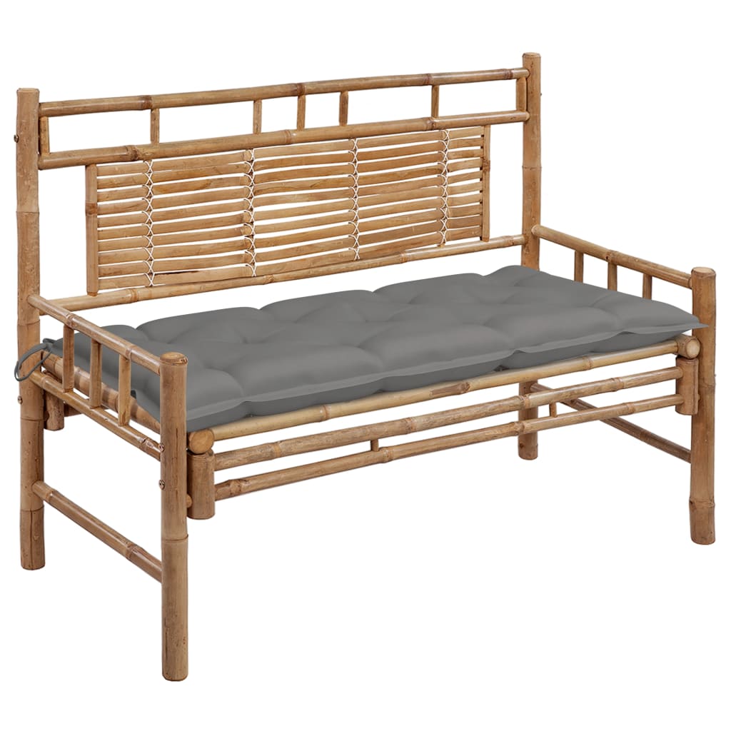 Garden Bench With Cushion 120 Cm Bamboo