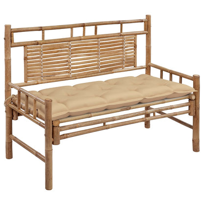 Garden Bench With Cushion 120 Cm Bamboo