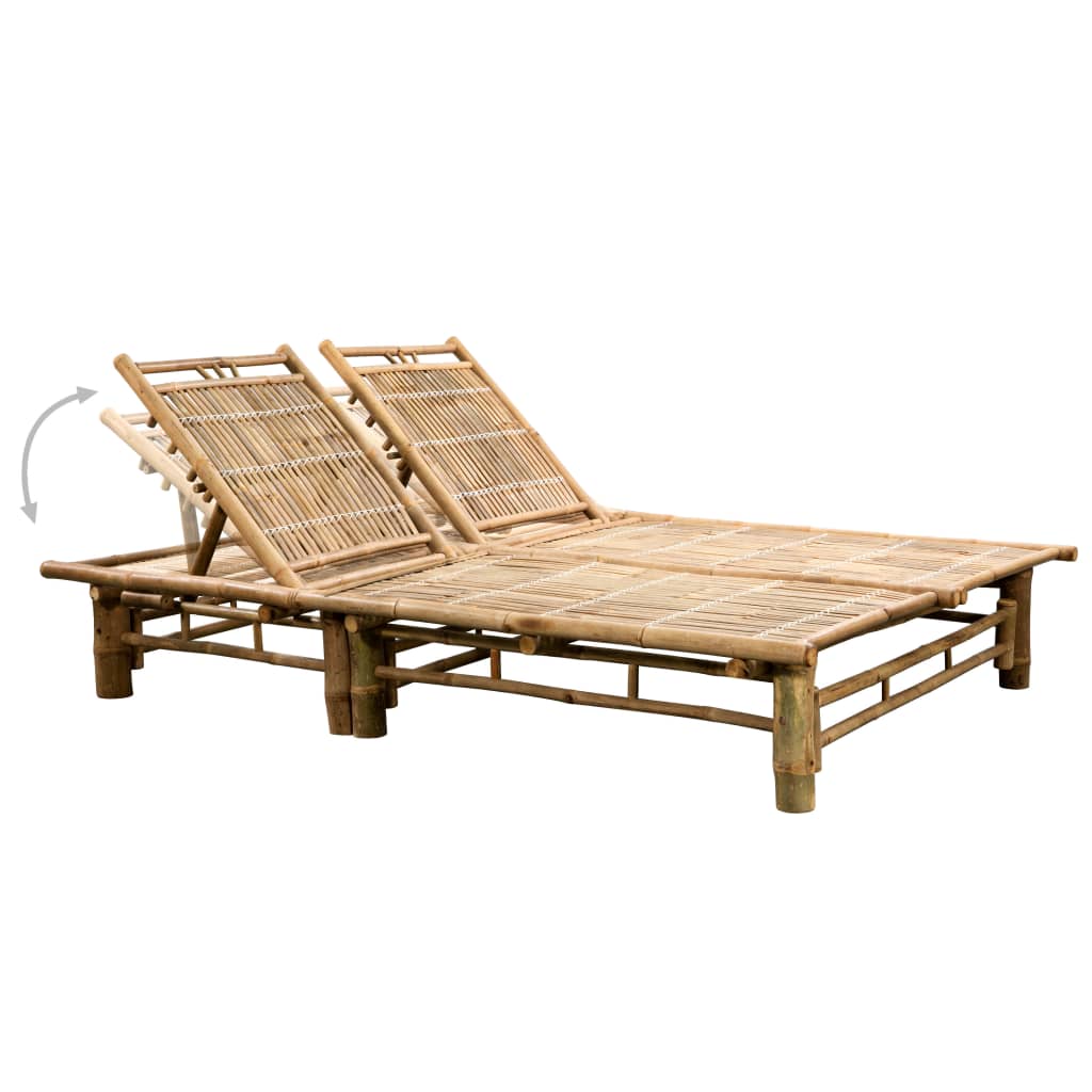 2-Person Sun Lounger With Cushions Bamboo