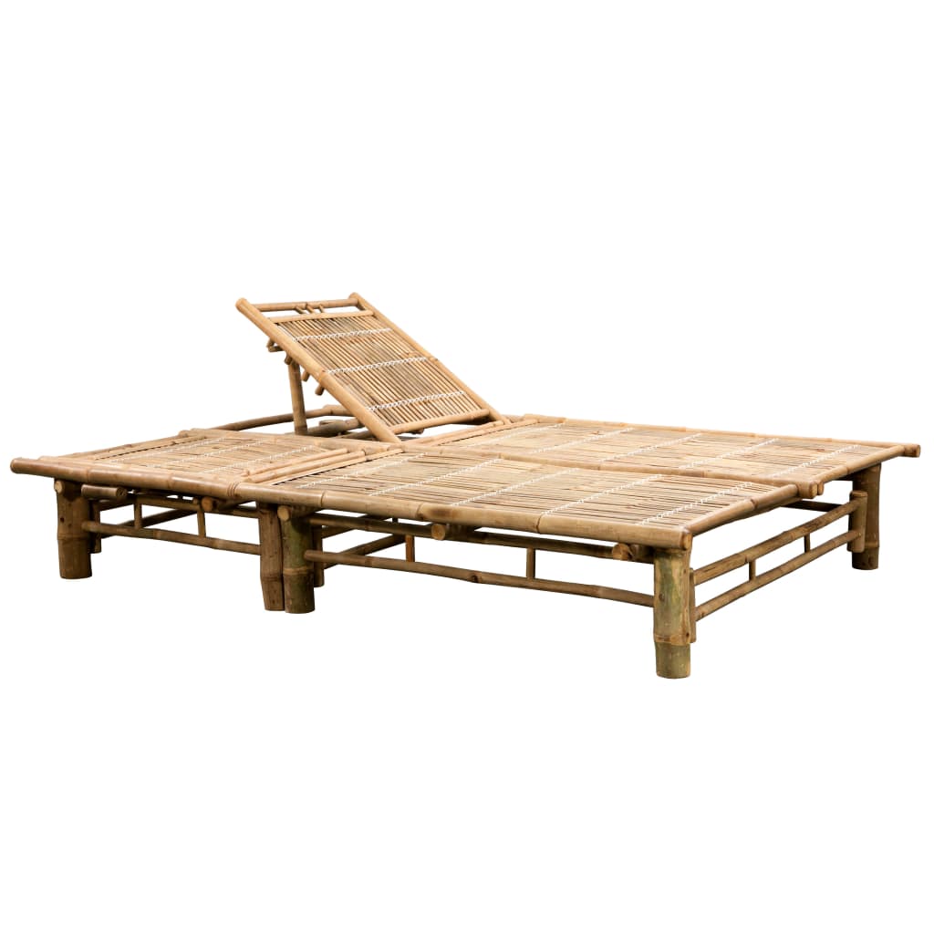 2-Person Sun Lounger With Cushions Bamboo