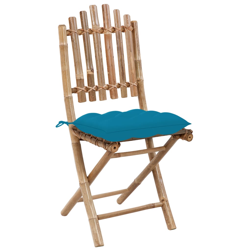 Folding Garden Chairs 2 Pcs With Cushions Bamboo