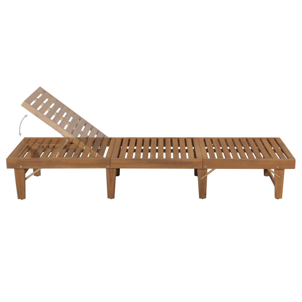 Folding Sun Lounger With Cushion Solid Acacia Wood